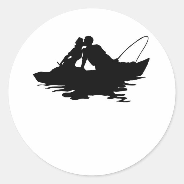 Couple Fishing Classic Round Sticker (Front)
