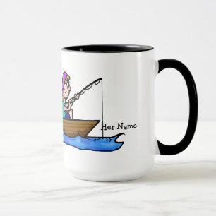 Couple Fishing in Boat Mug  Customise Names