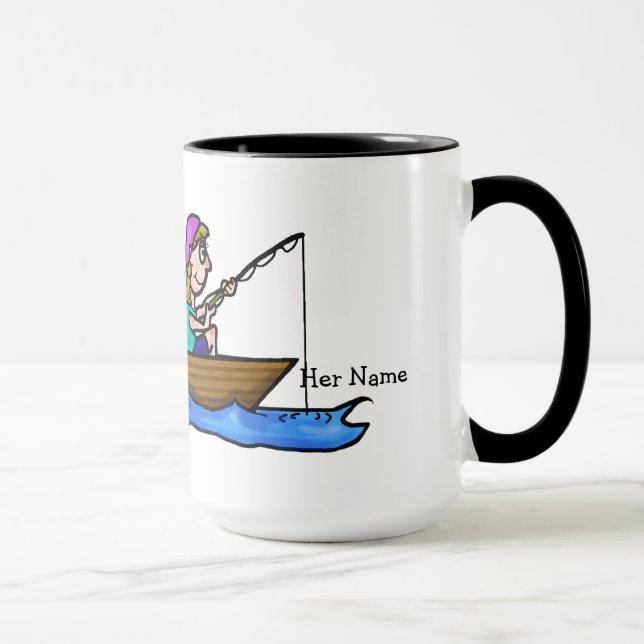 Couple Fishing in Boat Mug  Customise Names (Right)