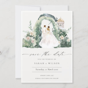 Couple Floral Arch Botanical Save the Date Card