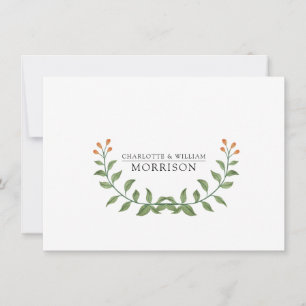 Couple Floral Botanical Monogram Flat Note Card
