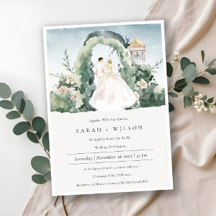 Couple Floral Garden Arch Botanical Wedding Invitation