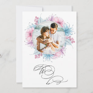 *~* Couple Flowers PHOTO RSVP + QR AR6 Wedding In Invitation