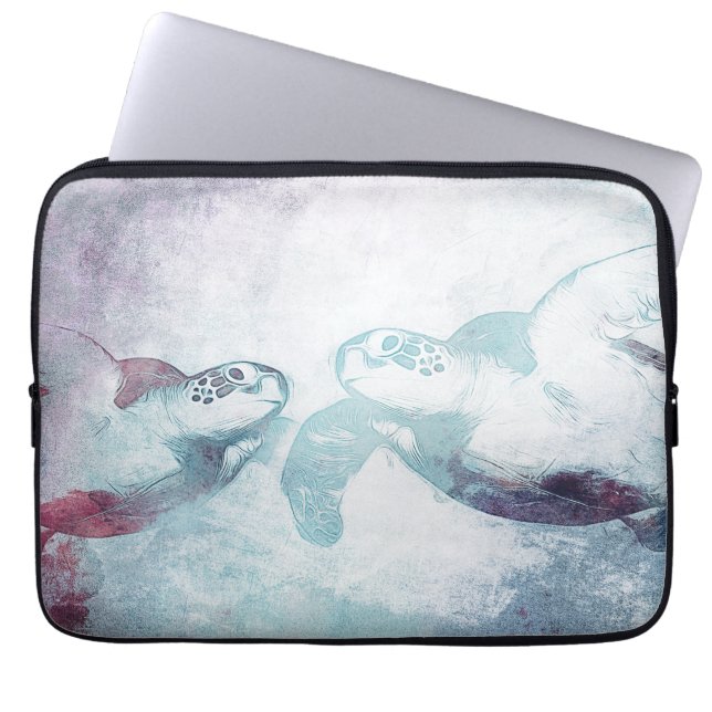 Couple Flying Green Sea Turtles | Laptop Sleeve (Front)