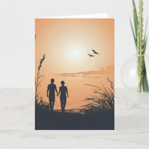 Couple Friends Sunset Holiday Card