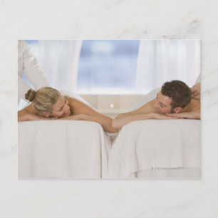 Couple getting massages postcard