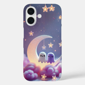 Couple Ghost on Moon Design iPhone 16 Case