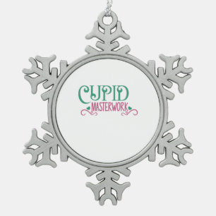 Couple Gift Cupid Masterwork Snowflake Pewter Christmas Ornament