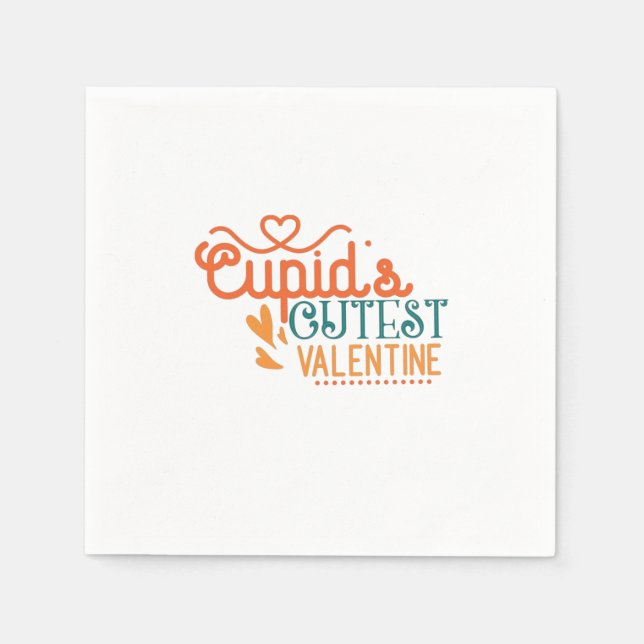 Couple Gift Cupid's Cutest Valentine Napkin (Front)