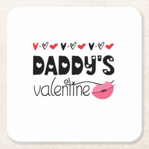 Couple Gift Daddy's Valentine Square Paper Coaster