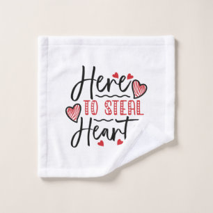Couple Gift Here Is My Heart Wash Cloth