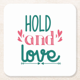 Couple Gift Hold And Love Square Paper Coaster