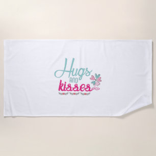 Couple Gift Hugs And Kisses Flower Beach Towel
