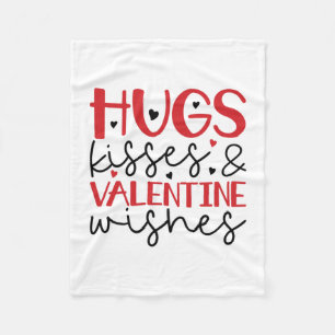 Couple Gift Hugs Kisses Wishes Fleece Blanket