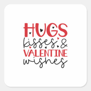Couple Gift Hugs Kisses Wishes Square Sticker