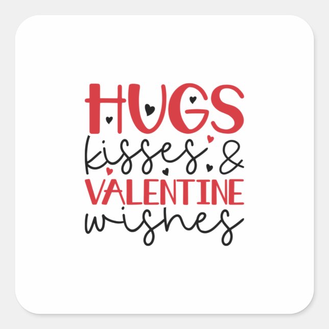 Couple Gift Hugs Kisses Wishes Square Sticker (Front)