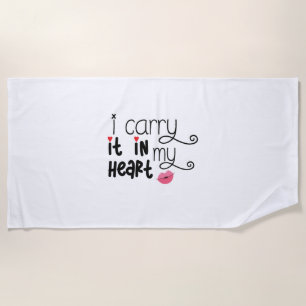 Couple Gift I Carry It In My Heart Beach Towel