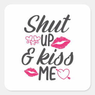 Couple Gift Kiss Me Square Sticker