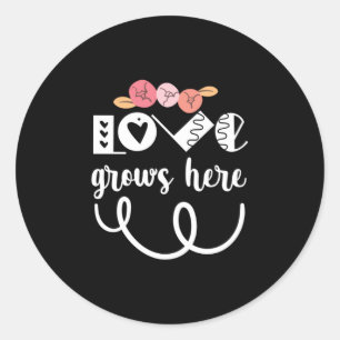 Couple Gift Love Grows Here Classic Round Sticker