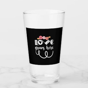 Couple Gift Love Grows Here Glass