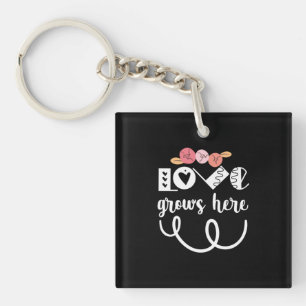Couple Gift Love Grows Here Key Ring