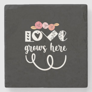 Couple Gift Love Grows Here Stone Coaster