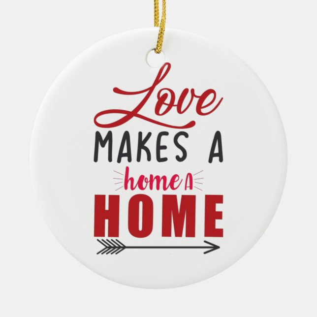 Couple Gift Love Makes A Home Ceramic Tree Decoration (Front)