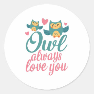Couple Gift Owl Always Love You Classic Round Sticker