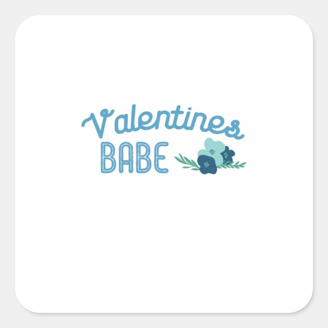 Couple Gift Valentine Babe Flowers Square Sticker (Front)