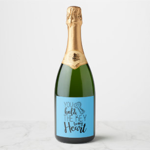 Couple Gift You Hold The Key To My Heart Sparkling Wine Label