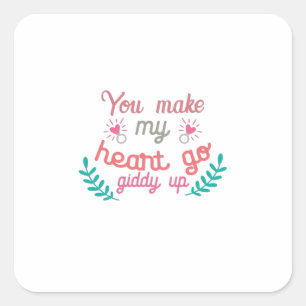 Couple Gift You Make My Heart Go Square Sticker