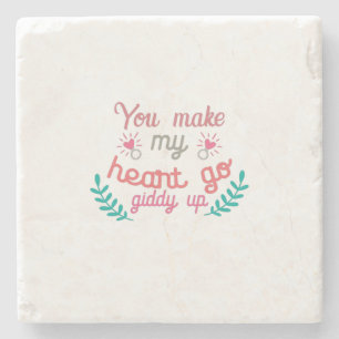 Couple Gift You Make My Heart Go Stone Coaster