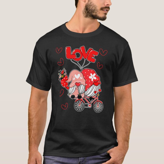 Couple Gnomes Happy Valentine's Day Cute Gnome T-Shirt (Front)