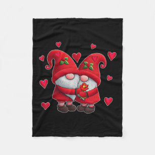Couple Gnomes Valentine's Day Hearts Costume Gnome Fleece Blanket