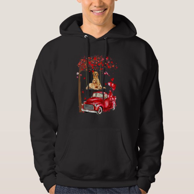 Couple Golden Retriever Valentine Tree - Hearts Tr Hoodie (Front)