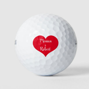 Couple Golfer Name Weddings Script Valentines day Golf Balls
