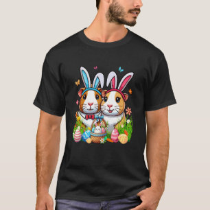 Couple Guinea Pigs Easter Bunny Chocolate Eggs Bas T-Shirt