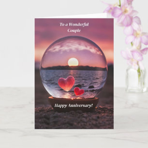 Couple Happy Anniversary Pretty Beach Sunset  Card