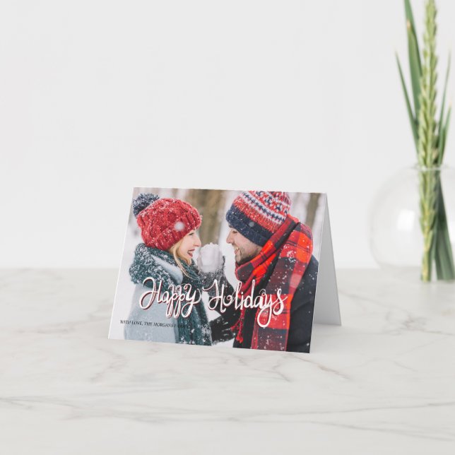 Couple Happy Holidays Photo Note Card (Front)
