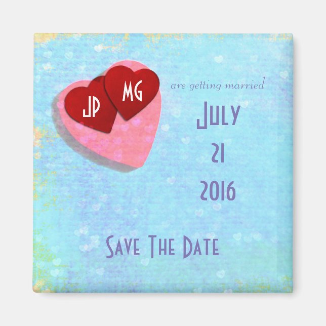 Couple Hearts Save the Date Wedding Magnet (Front)