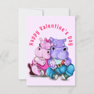 Couple Hippo Love Valentine's Day Card - Funny