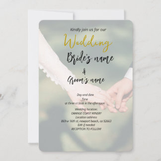 couple holding hand wedding save the date