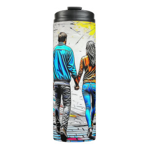 Couple Holding Hands Graffiti Street Art Thermal Tumbler