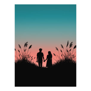 Couple Holding Hands Sunset Grass Field Photo Print