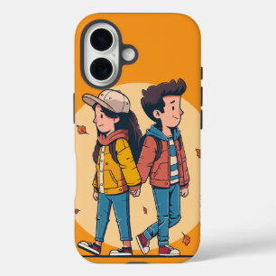Couple holding hands walking together in fall iPhone 16 case