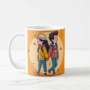 Couple holding hands walking together in fall coffee mug