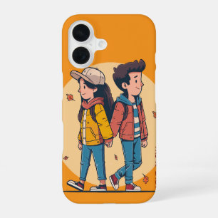 Couple holding hands walking together in fall iPhone 16 case