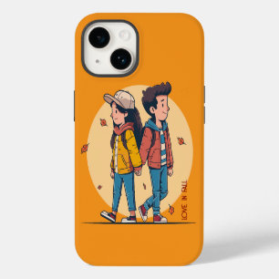 Couple holding hands walking together in fall iPhone 14 case