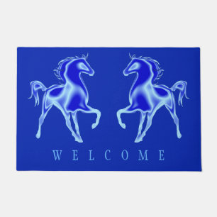 Couple Horse Blue Doormat