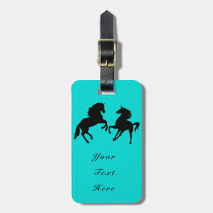 Couple Horse Luggage Tag Custom Text and Colours